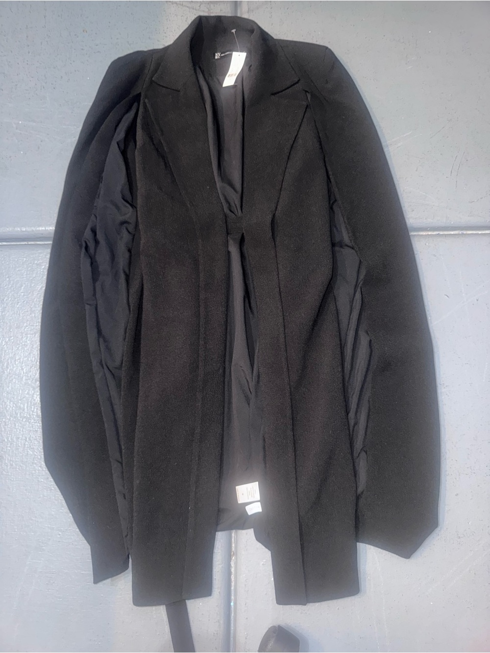 New York & Company Black Men's Trench Coat - Open Front